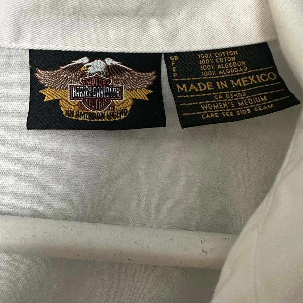 Harley-Davidson Women's White Button Down Shirt Embroidered Tie Front Size‎ M - Picture 4 of 14